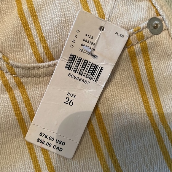 🎉HP🎉. 19. Anthropologie Pilcro High Rise Denim Shorts /Mustard & Cream Stripes - Picture 12 of 16